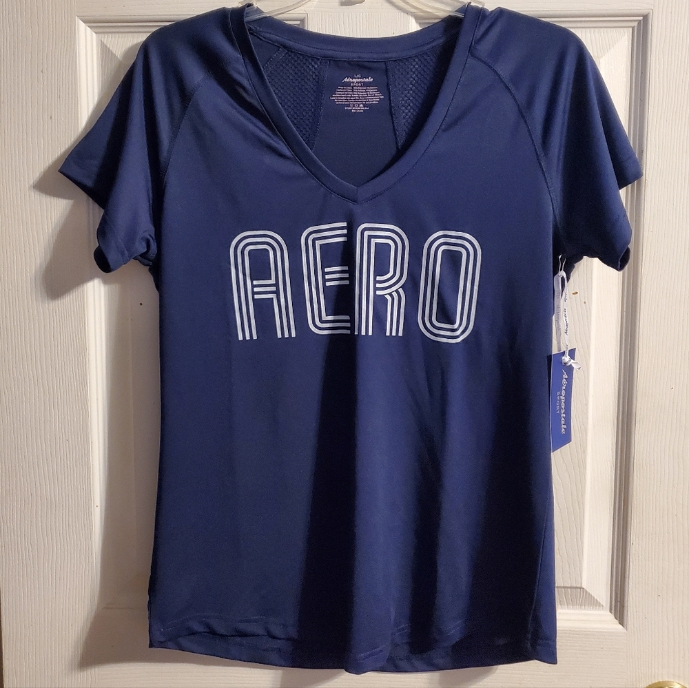 5 for $25 | NWT Aeropostale Sport V Neck Logo Short Sleeve Activewear Shirt